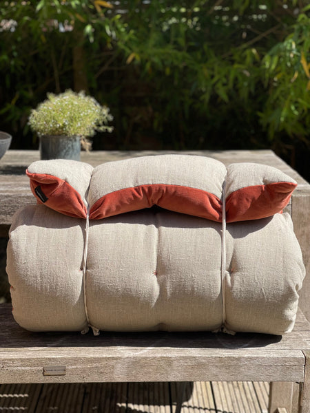 Lyla Linen / Velvet floor mattress 70 x 175cm Rust / Natural