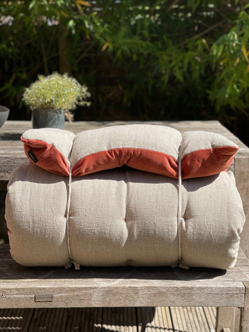 Lyla Linen / Velvet floor mattress 70 x 175cm Rust / Natural