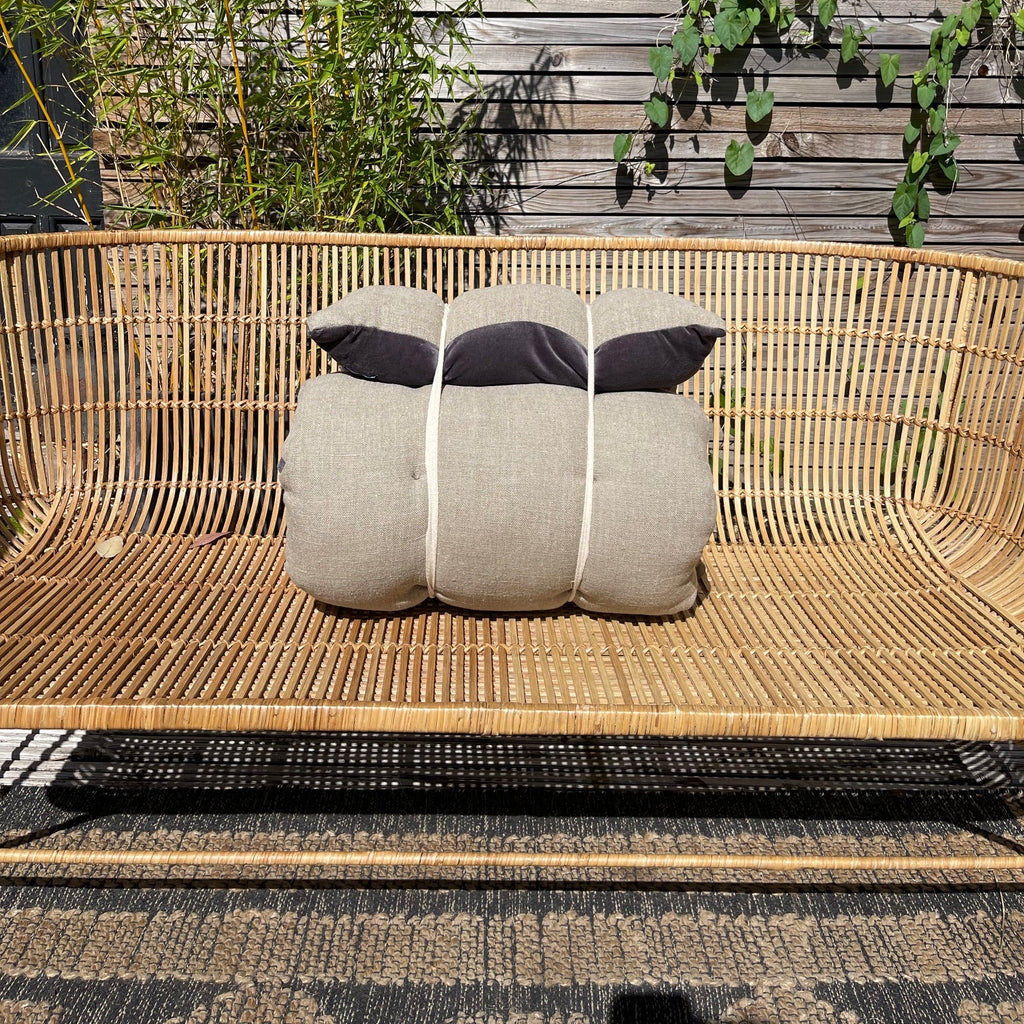 Lyla Linen / Velvet floor mattress 45 x 125 cm Charcoal/ Natural