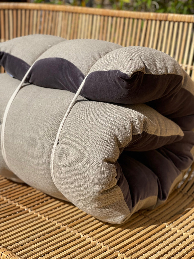 Lyla Linen / Velvet floor mattress 45 x 125 cm Charcoal/ Natural