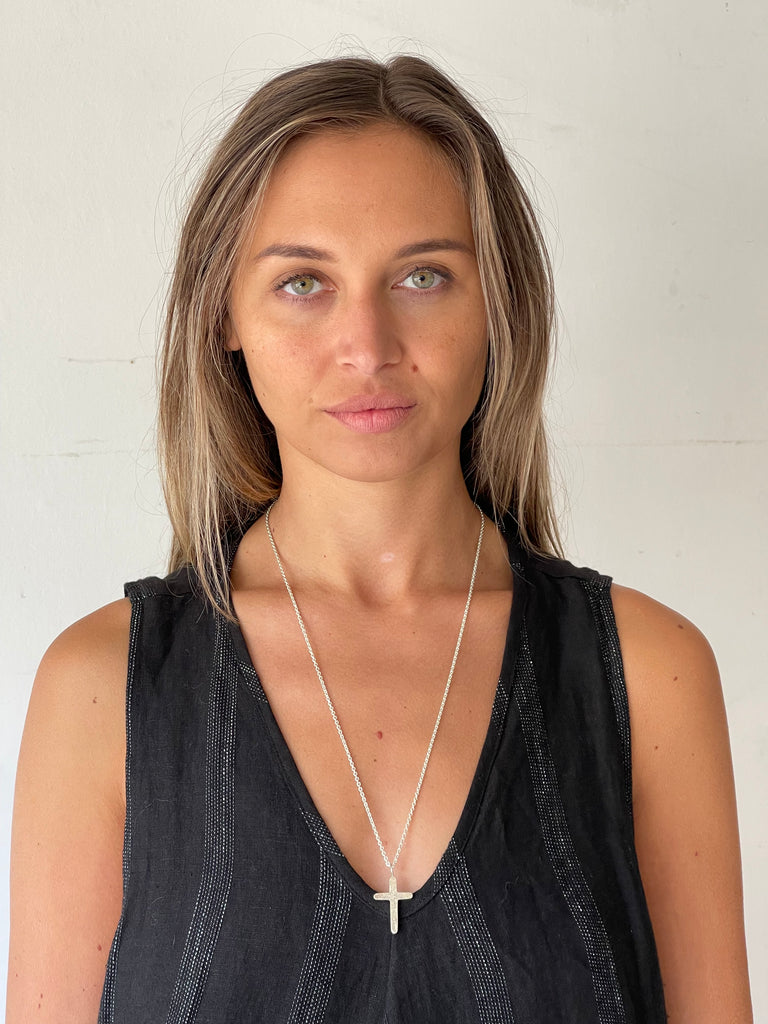 925 Silver Hammered Cross Necklace