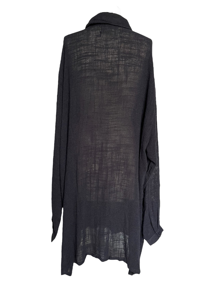 WDTS Shirt Dress in Cotton/Linen  - Black