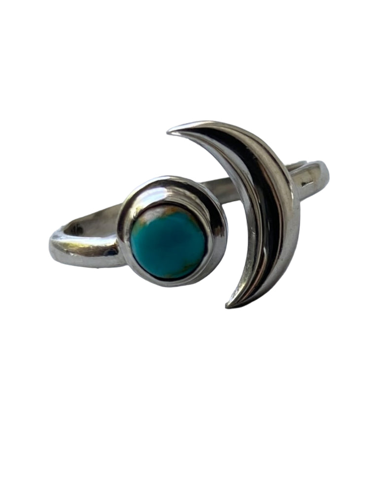 925 Silver Turquoise moon ring