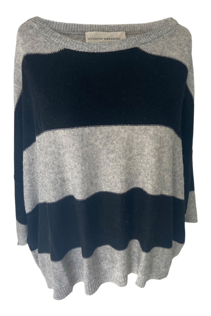 WDTS - Mia 100% wool jumper - black grey stripe