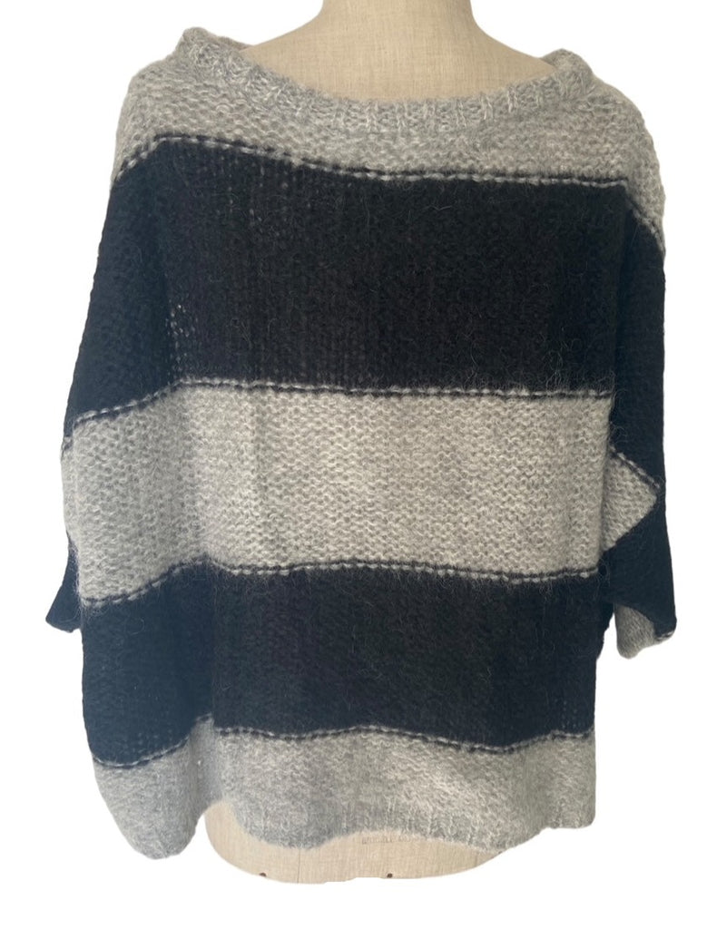 WDTS - Mia - Mohair Sweater- black grey stripe