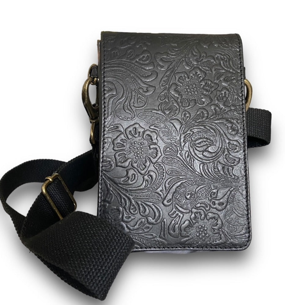CollardManson black floral phone/ wallet bag