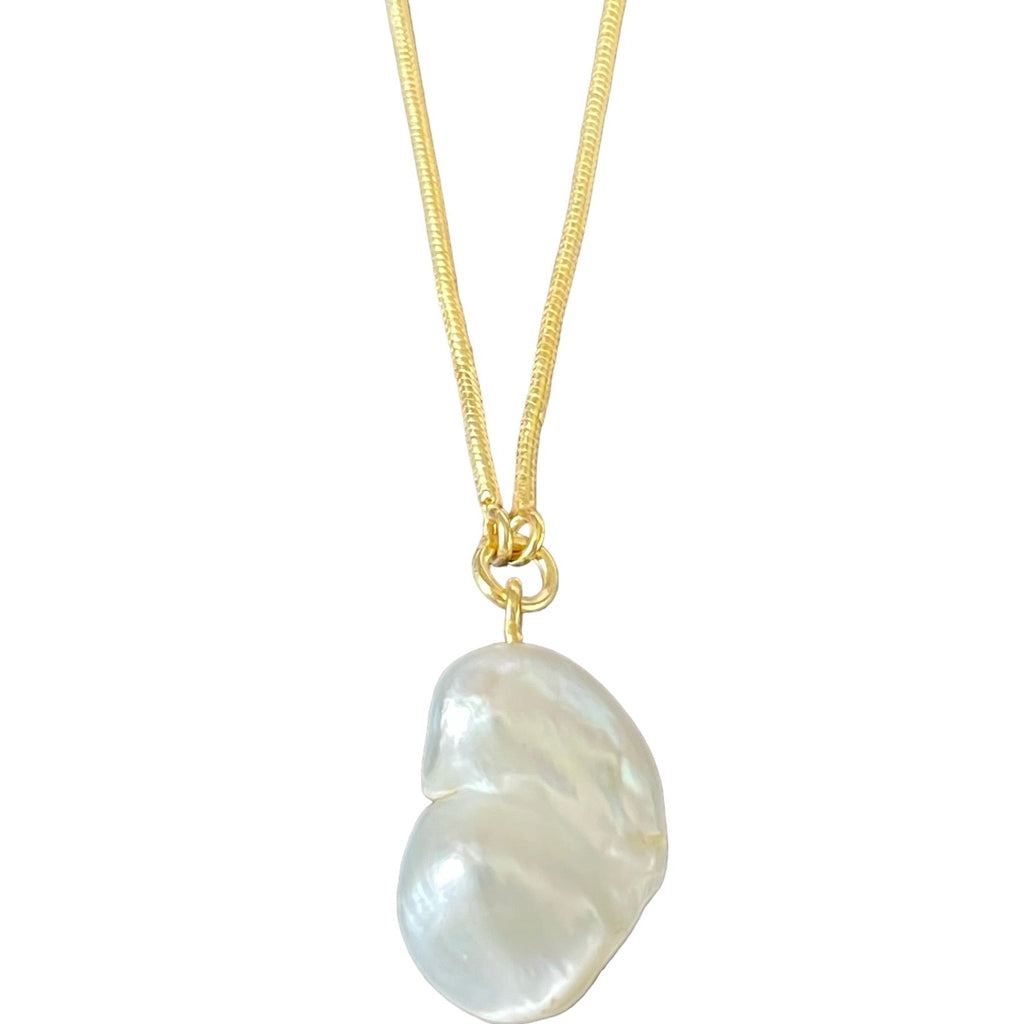 925 Gold Snake Chain Fresh Water Pearl Pendant