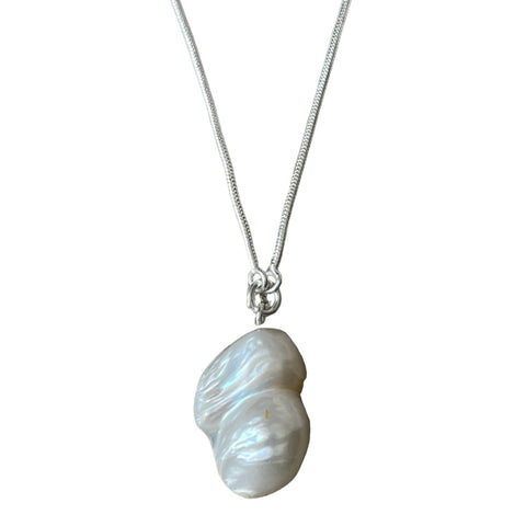 925 Silver Snake Chain Fresh Water Pearl Pendant