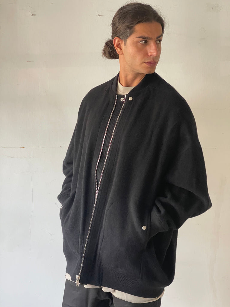 Rick Owens FW24 Porterville JUMBO PETER Flight BLACK WOVEN BOMBER WOOL