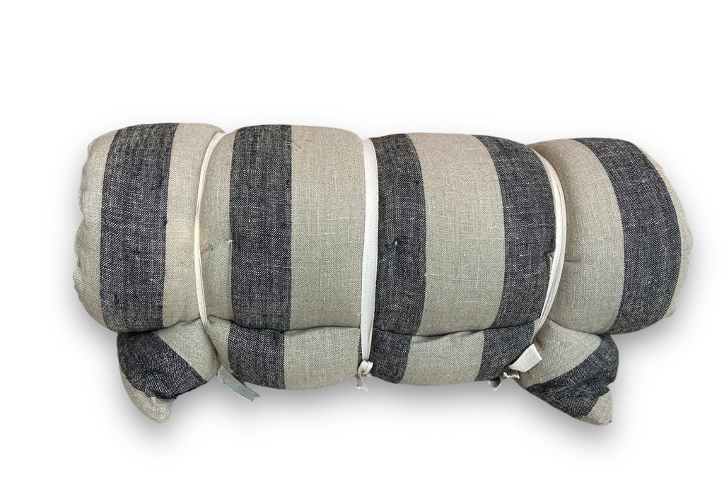 Lyla Stripe Linen floor mattress 70 x 170cm Black / natural