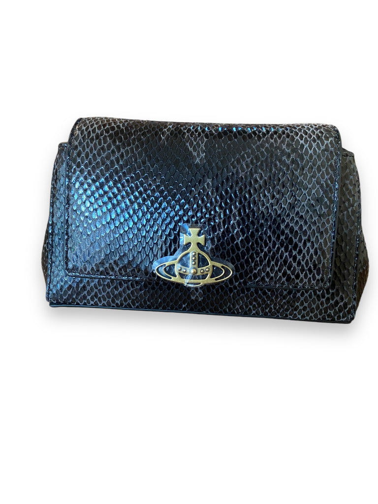 Vivienne Westwood Hazel Small Handbag Black Snake Leather