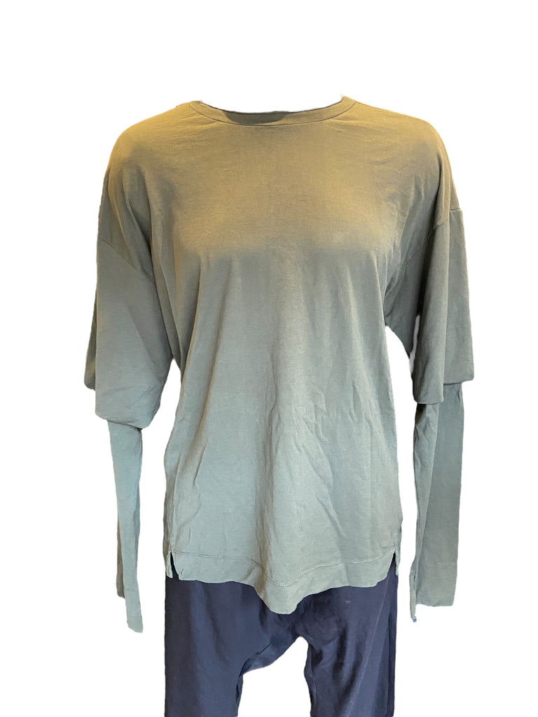 Transit Mens Cotton jersey oversize t-shirt with double sleeve