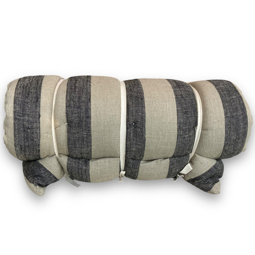 Lyla Stripe Linen floor mattress 70 x 170cm Black / natural