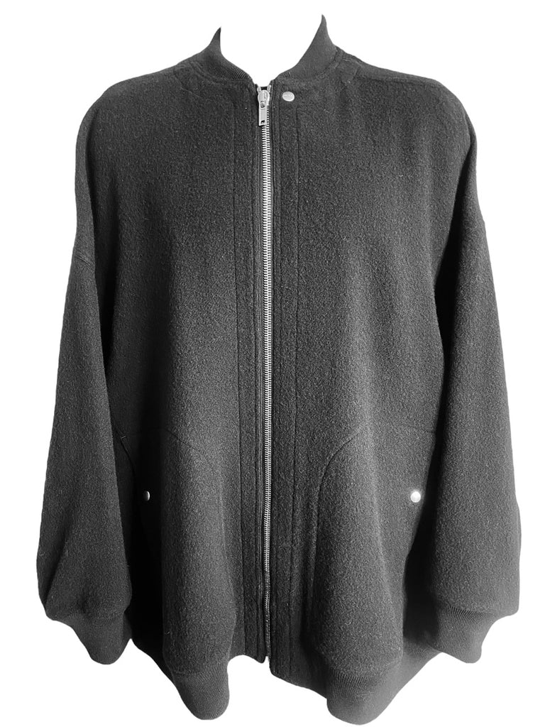 Rick Owens FW24 Porterville JUMBO PETER Flight BLACK WOVEN BOMBER WOOL