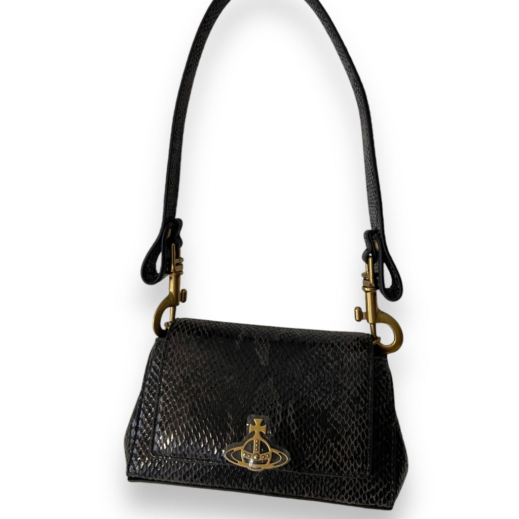 Vivienne Westwood Hazel Small Handbag Black Snake Leather