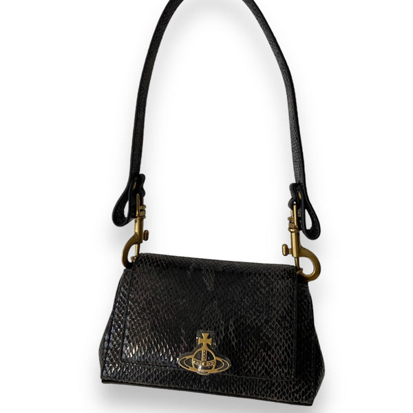Vivienne Westwood Hazel Small Handbag Black Snake Leather