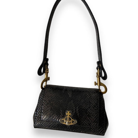 Vivienne Westwood Hazel Small Handbag Black Snake Leather