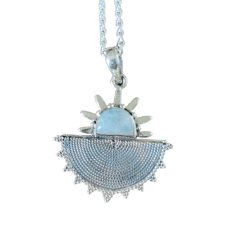 925 Silver Solstice Rainbow Moonstone Stone Necklace