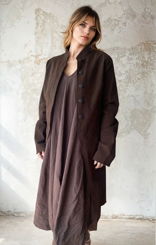 WDTS - Freyja Coat - Brown Cotton Drill