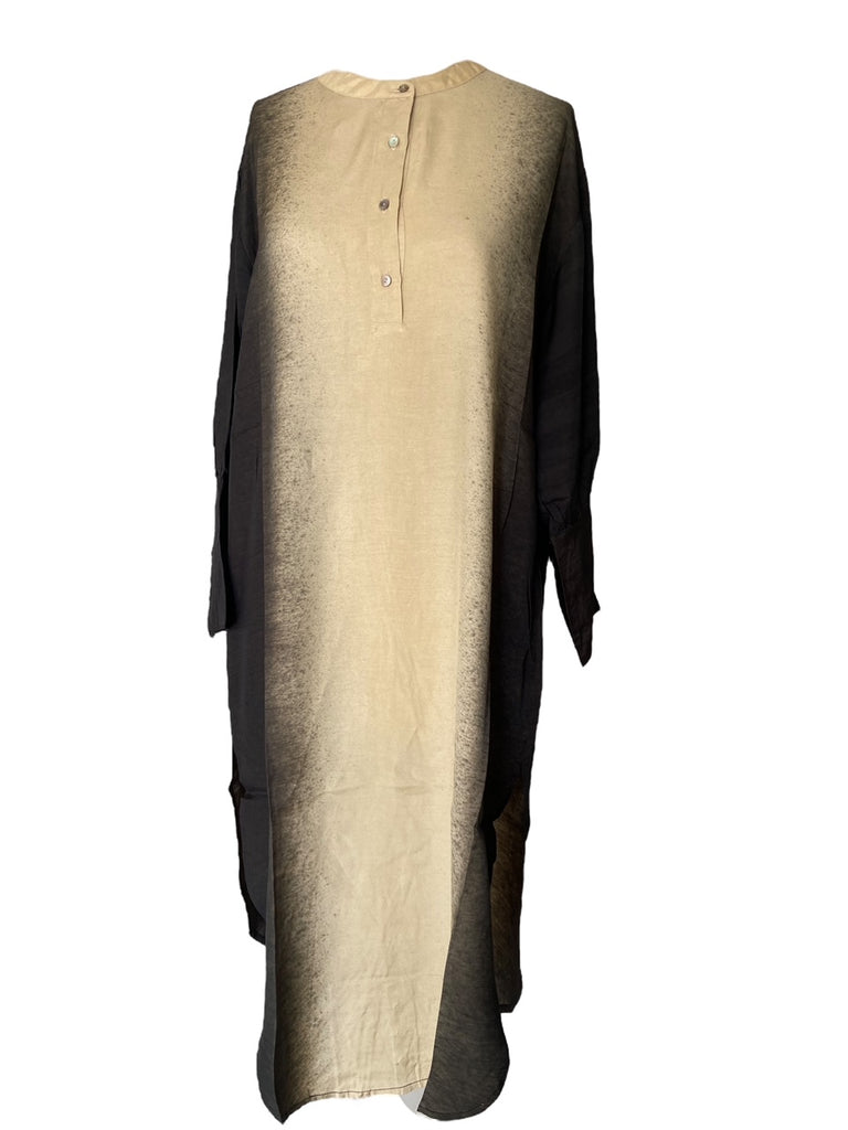 Rabens Saloner Amila Graffiti shirt dress I Bone Black combo