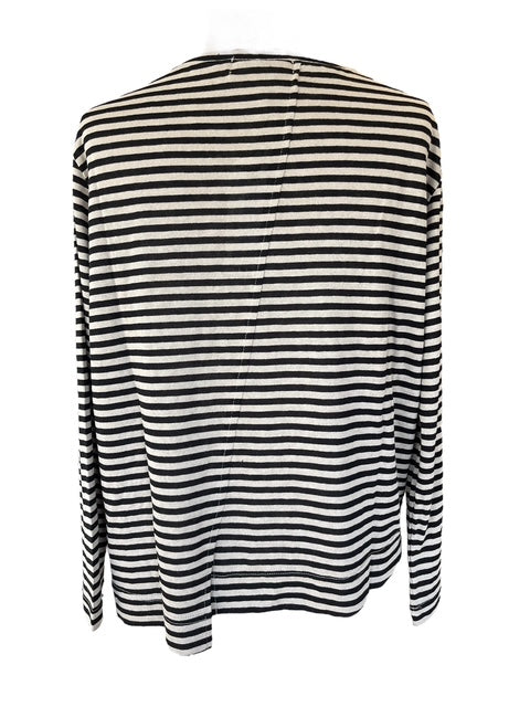 MAMA B SS25 Crema LR Cardigan Nero Stripe