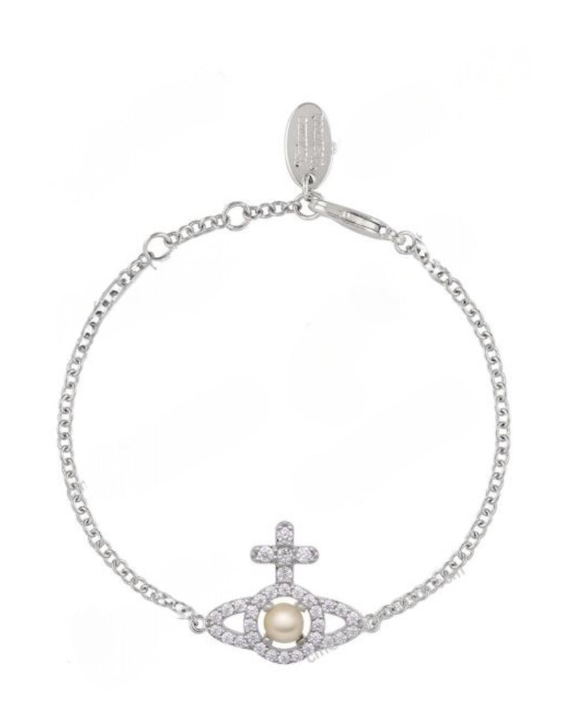 Vivienne Westwood Olympia Pearl Bracelet, Platinum /creamrose