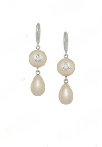 Vivienne Westwood Martha Earrings Platinum Creamrose Pearl
