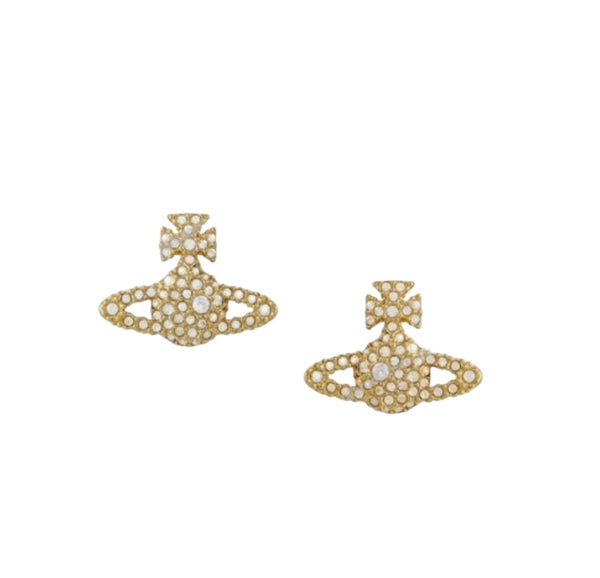 Vivienne Westwood Grace Bas Relief Stud Earrings- Gold moonlight