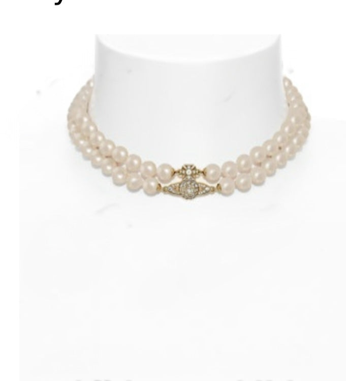 Vivienne Westwood Graziella Pearl Choker - Gold/Creamrose Pearl