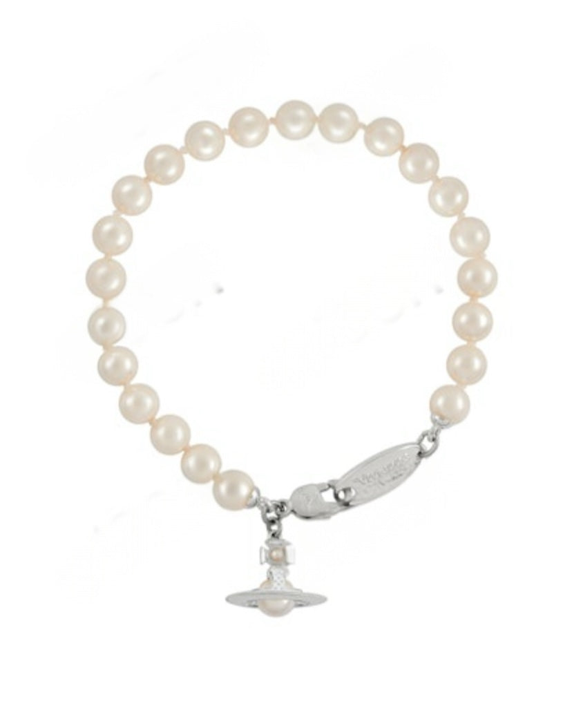 Vivienne Westwood Simonetta Pearl Bracelet - platinum / creamrose pearl