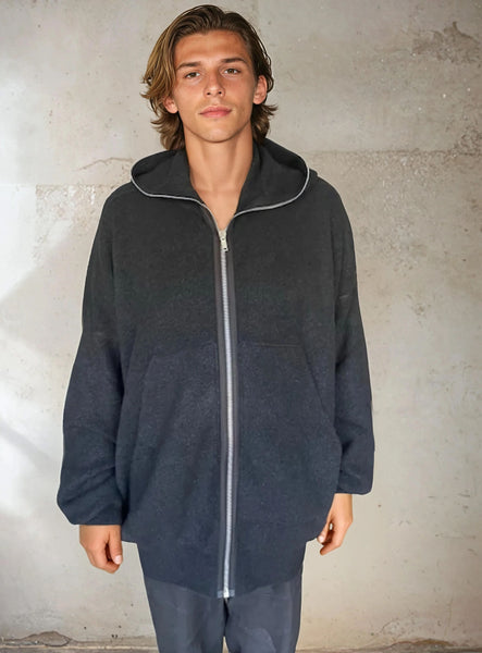 RICK OWENS FW25 CONCORDIANS GIMP HOODIE OVERSIZE IN BLACK ALPACA KNIT