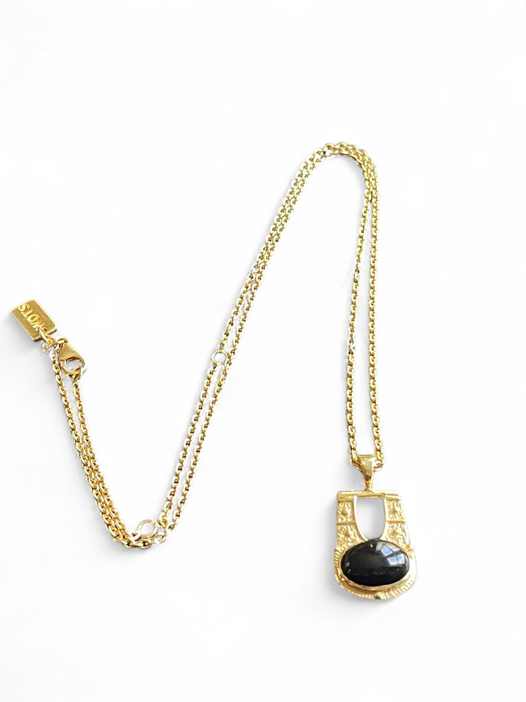 Luna necklace - gold with Black Onyx stone