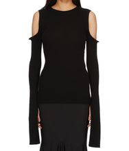 RICK OWENS SS24 LIDO CAPE SLEEVE KNIT IN BLACK LIGHTWEIGHT RIBBED KNIT