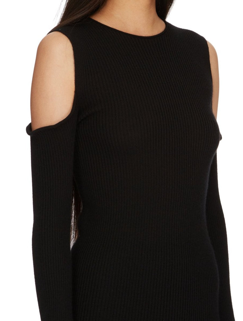 RICK OWENS SS24 LIDO CAPE SLEEVE KNIT IN BLACK LIGHTWEIGHT RIBBED KNIT