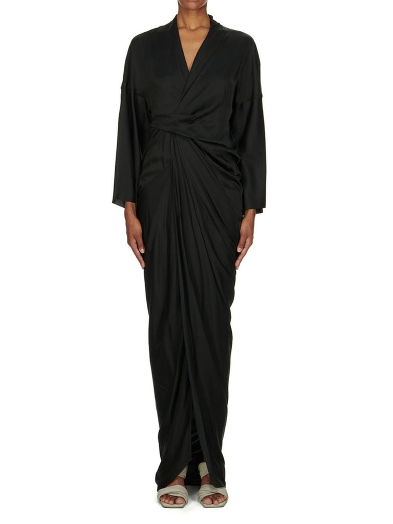 RICK OWENS Womens FW24 PORTERVILLE - WRAP GOWN - BLACK