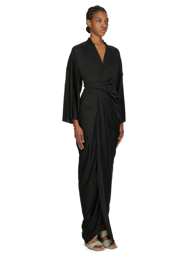 RICK OWENS Womens FW24 PORTERVILLE - WRAP GOWN - BLACK