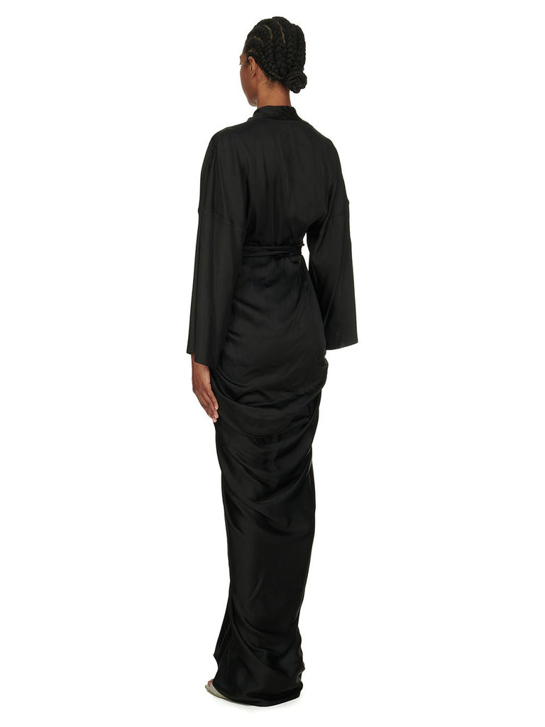 RICK OWENS Womens FW24 PORTERVILLE - WRAP GOWN - BLACK
