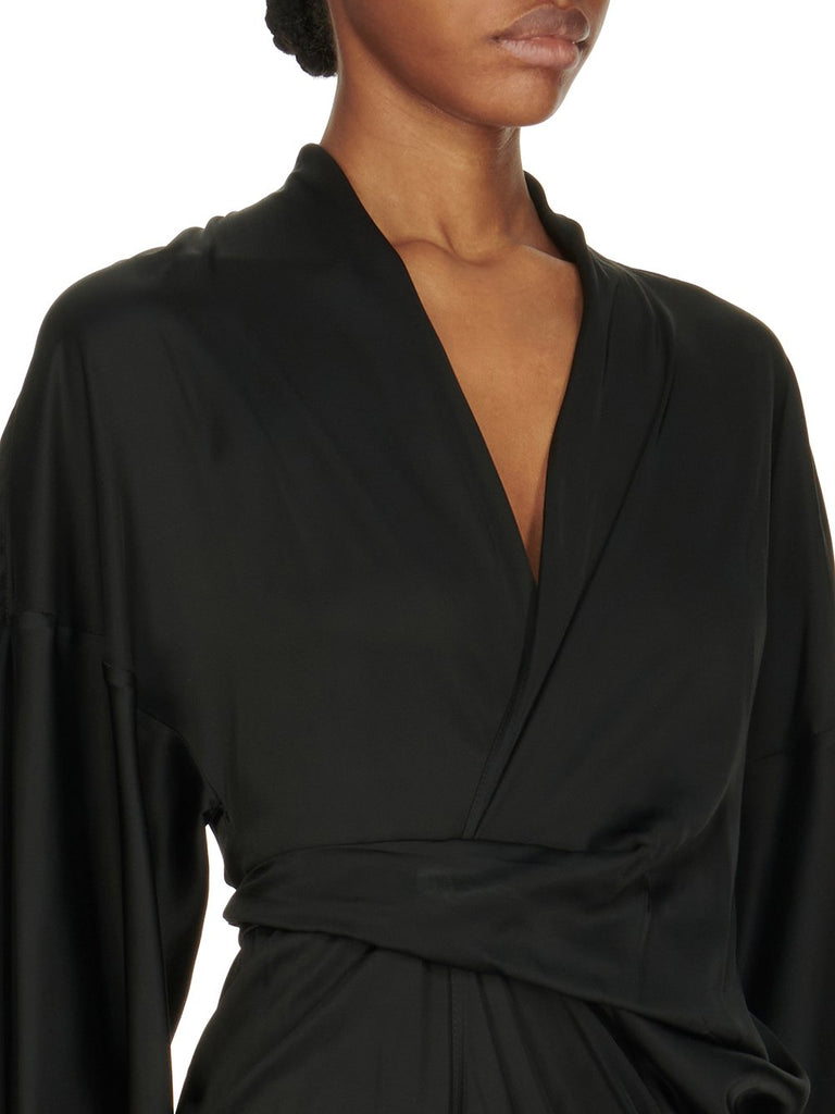 RICK OWENS Womens FW24 PORTERVILLE - WRAP GOWN - BLACK