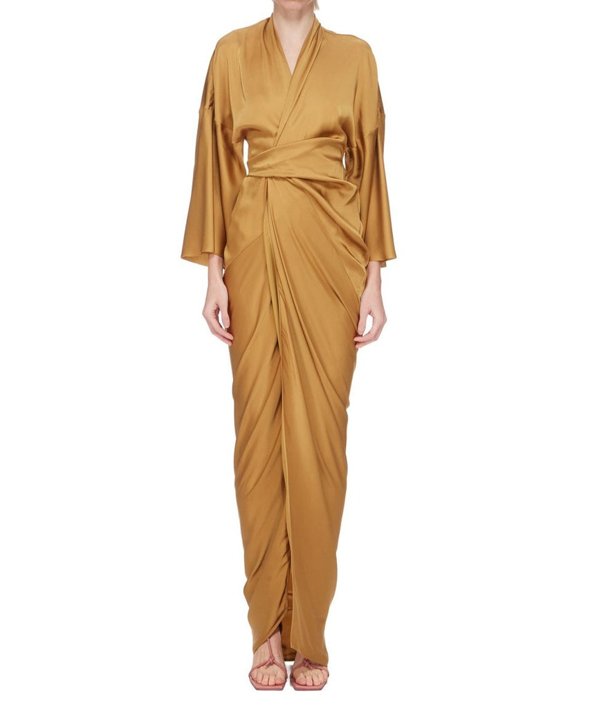 RICK OWENS Womens FW24 PORTERVILLE - WRAP GOWN - BLACK