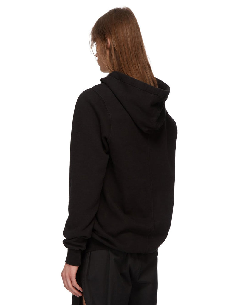 RICK OWENS FW24 PORTERVILLE RUNWAY OVERSIZED HOODIE IN BLACK/PEARL FURKA SWEATSHIRT