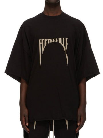 RICK OWENS FW24 PORTERVILLE RUNWAY TOMMY T IN BLACK/PEARL MEDIUM WEIGHT COTTON JERSEY
