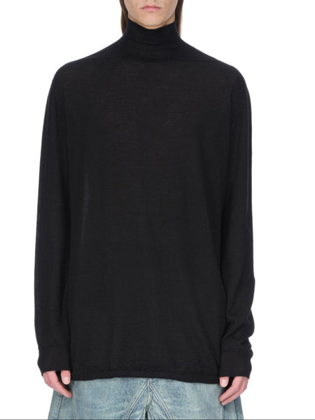 RICK OWENS FW25 CONCORDIANS OVERSIZED TURTLE IN BLACK LIGHTWEIGHT CASHMERE KNIT