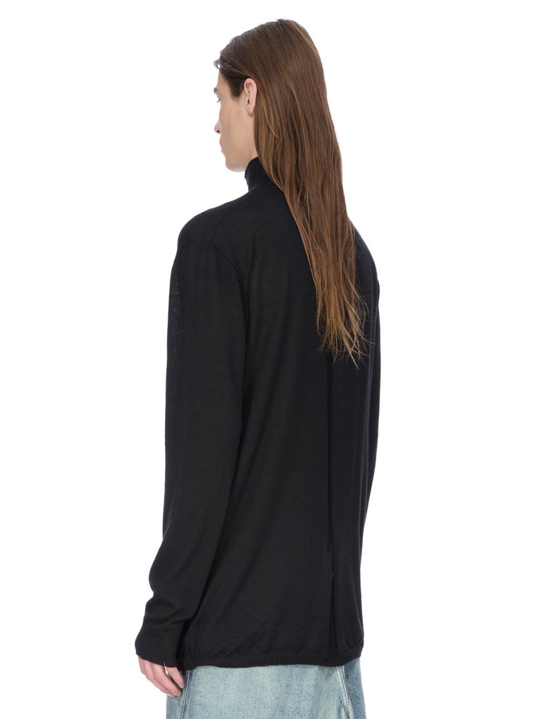 RICK OWENS FW25 CONCORDIANS OVERSIZED TURTLE IN BLACK LIGHTWEIGHT CASHMERE KNIT