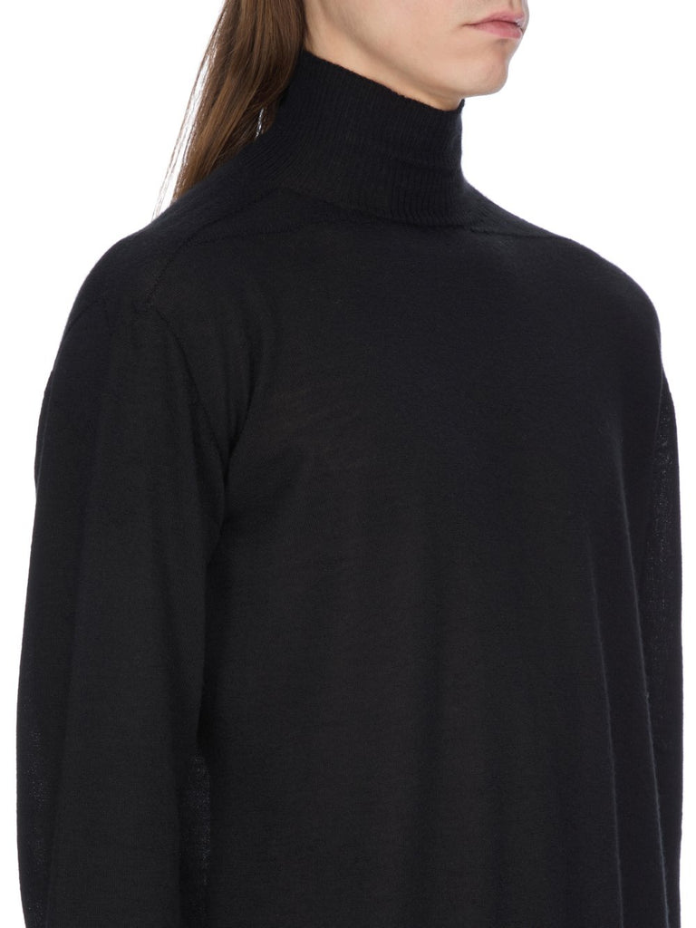RICK OWENS FW25 CONCORDIANS OVERSIZED TURTLE IN BLACK LIGHTWEIGHT CASHMERE KNIT