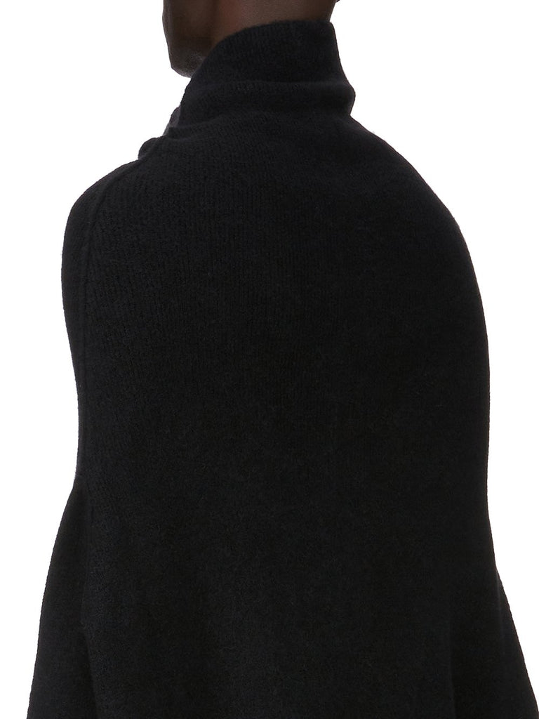 RICK OWENS FW25 CONCORDIANS SHROUD IN BLACK ALPACA KNIT