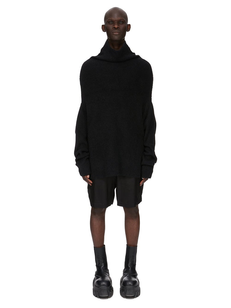 RICK OWENS FW25 CONCORDIANS SHROUD IN BLACK ALPACA KNIT