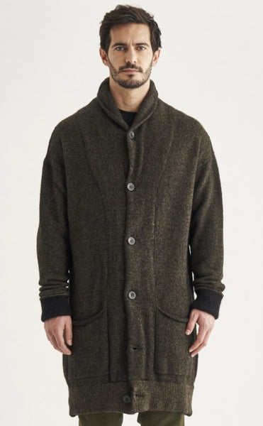 Transit Mens Wool and linen oversize cardigan knit