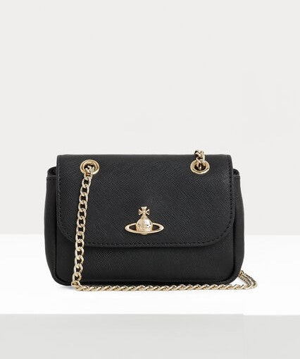 Vivienne Westwood Small Purse Chain - Black Saffiano Leather