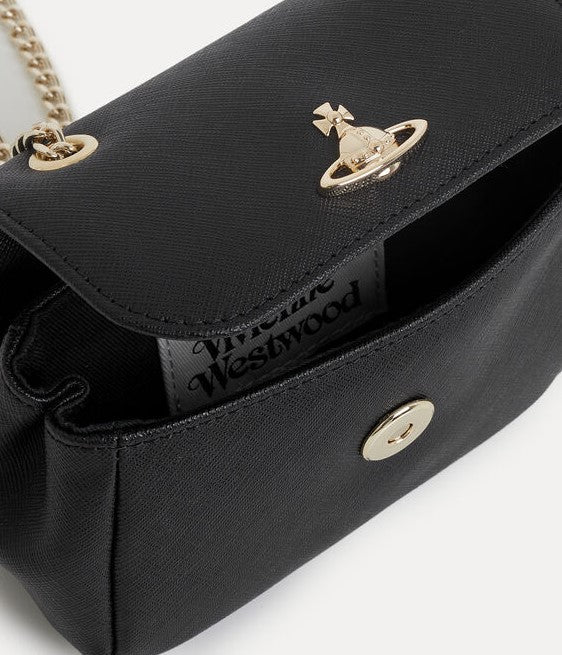 Vivienne Westwood Small Purse Chain - Black Saffiano Leather