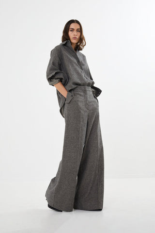 Rabens Saloner Inja Mini check wide leg pants I Coffee check
